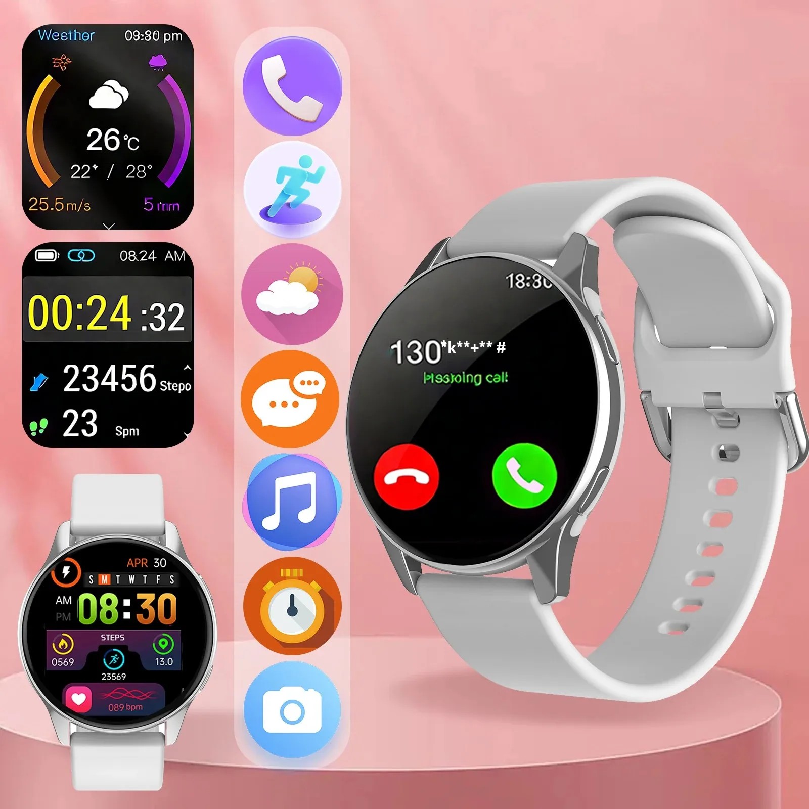Smartwatch Face - 2025年新型スマートウォッチ ワイヤレス通話 多様なスポーツモード 音楽プレーヤー 健康管理 DIYウォッチフェイス