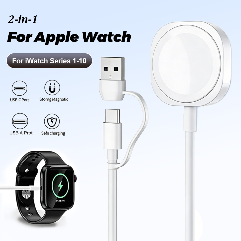 Wireless Charger Watch - 2in1 マグネット式ワイヤレスUSB A急速充電器 タイプC充電ケーブル Apple Watchシリーズ11