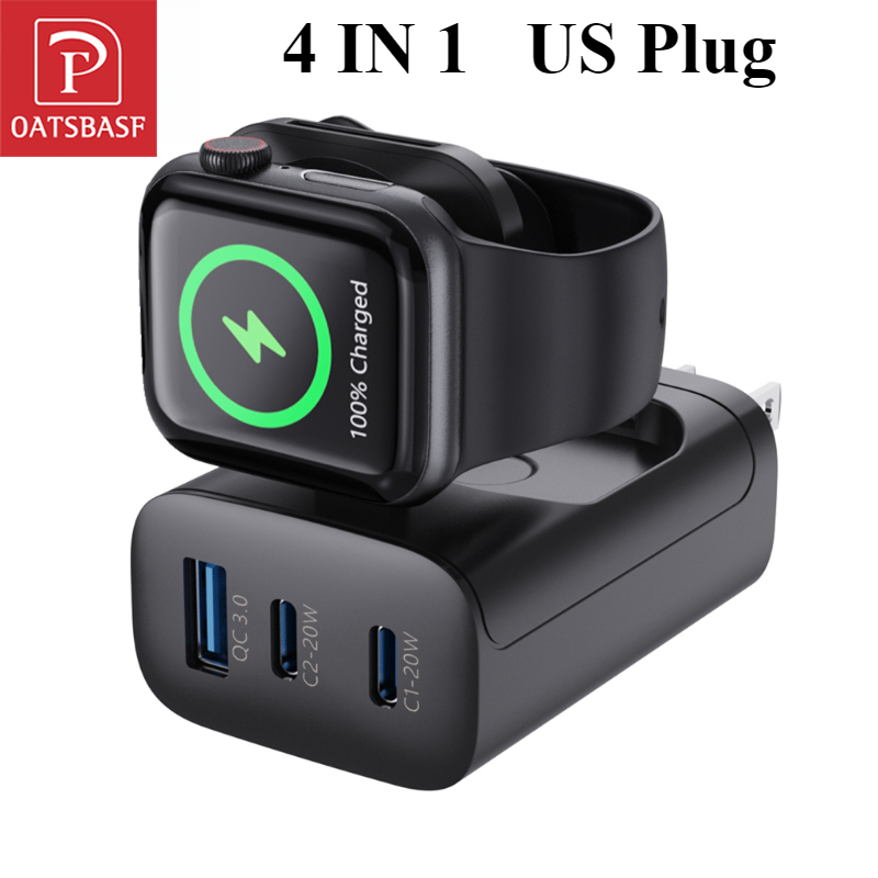Wireless Charger Watch - Oatsbasf 4 In 1 QC3.0 高速磁気時計ワイヤレス充電アダプター