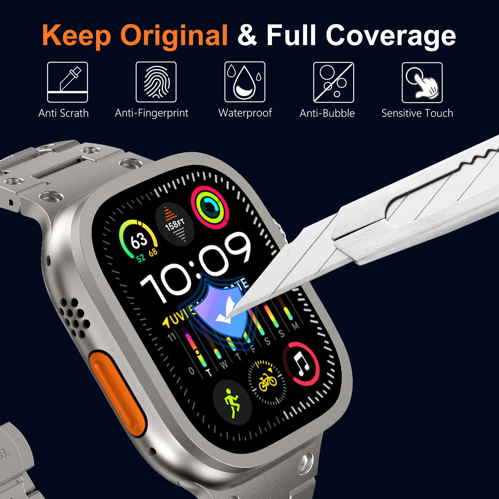 Apple Watch用の傷防止強化ガラス,チタンメタルフレ - Smartwatch Straps & Accessories のレビューと価格