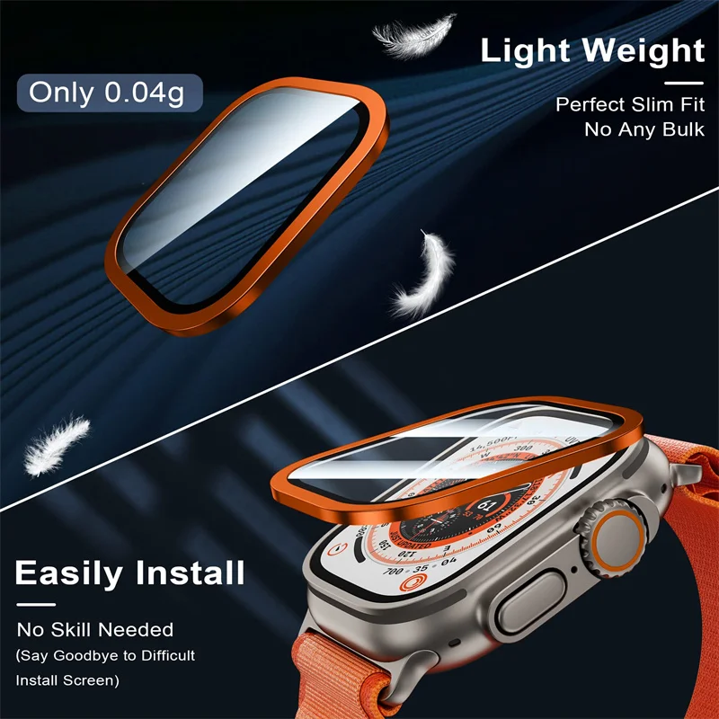 Apple Watch用の傷防止強化ガラス,チタンメタルフレ - Smartwatch Straps & Accessories のレビューと価格
