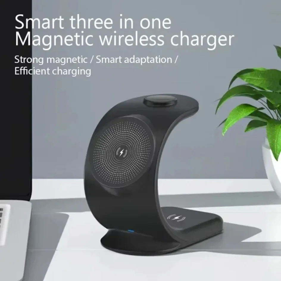 マグネット式ワイヤレス充電器 3in1 急速充電ステーション - Wireless Charger Watch のレビューと価格