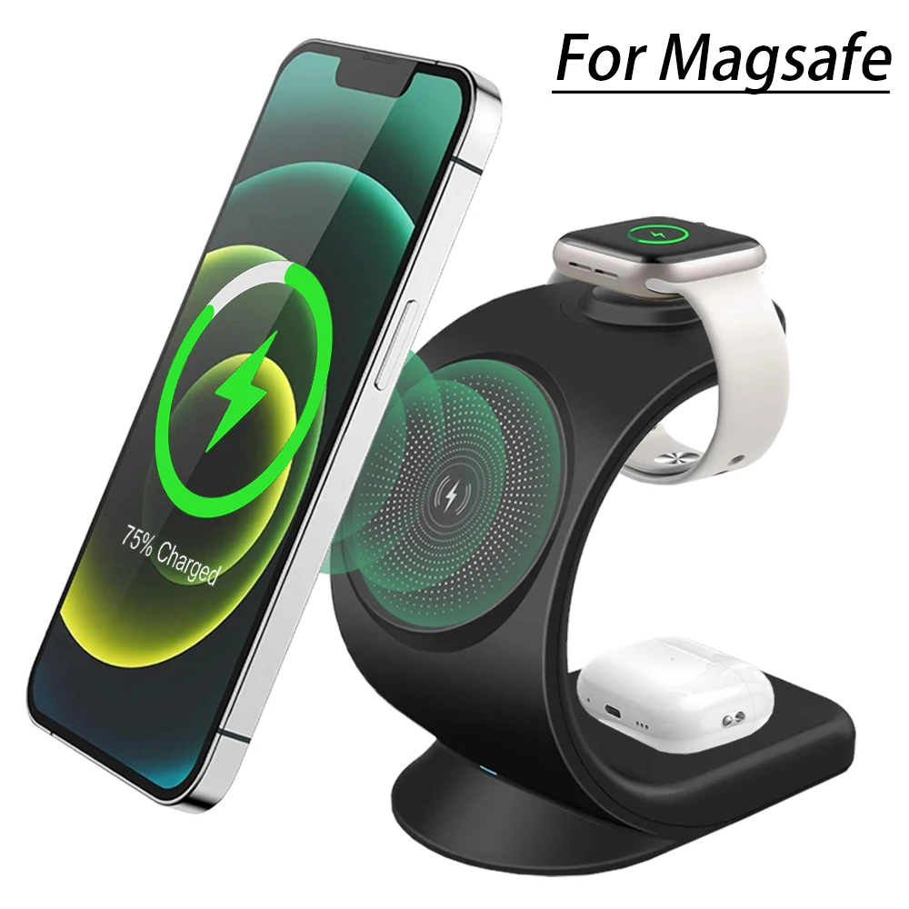 マグネット式ワイヤレス充電器 3in1 急速充電ステーション - Wireless Charger Watch のレビューと価格