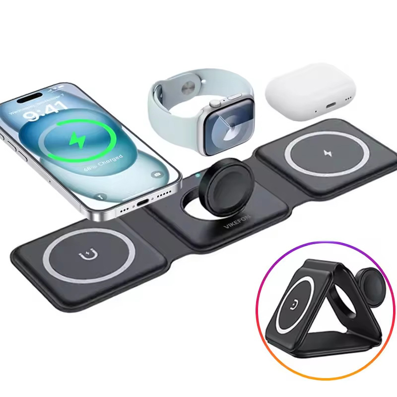 3-in-1 磁気折りたたみ式ワイヤレス充電器、15W急速充 - Wireless Charger Watch のレビューと価格