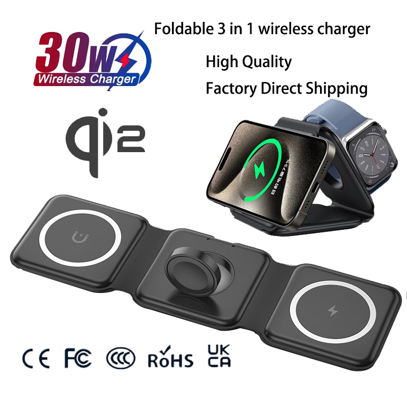 ユニバーサルQi2磁気折りたたみ式充電ステーション、iPho - Wireless Charger Watch のレビューと価格