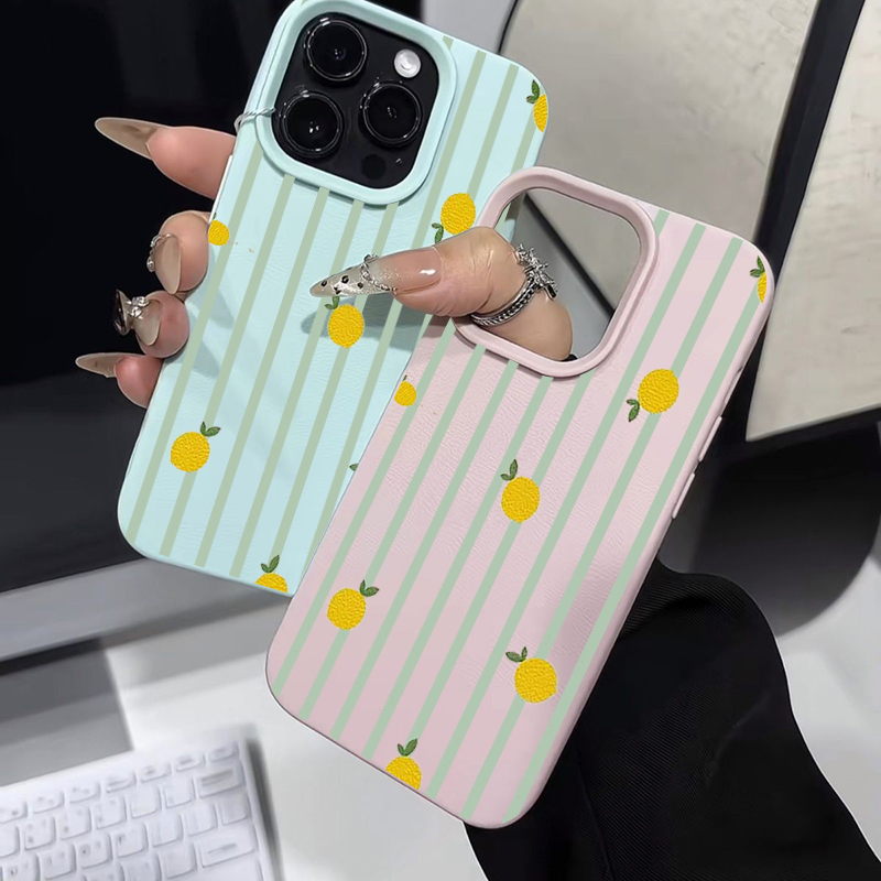 耐衝撃性のある可愛いレモン柄シリコン製iPhoneケース（i - Apple Iphone 15 のレビューと価格